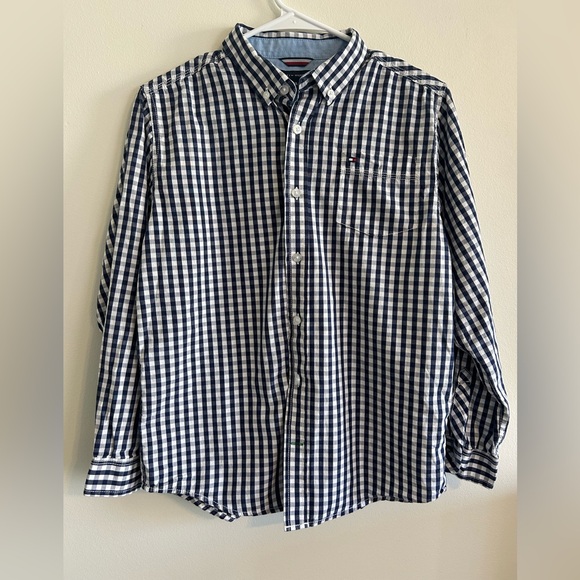 Tommy Hilfiger Navy and White Checkered Shirt - Picture 1 of 5